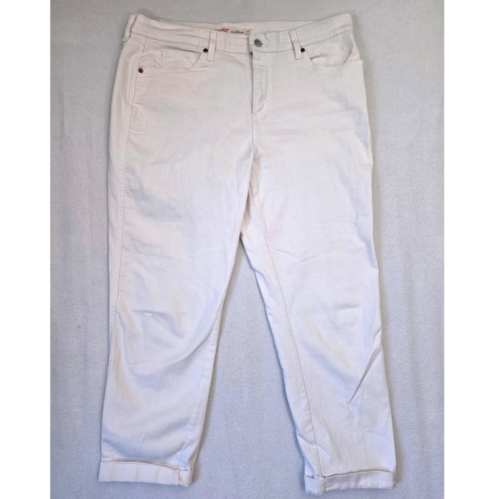 Levi Strauss Signature Mid Rise Boyfriend Jeans 14 White Denim Minimalist Casual